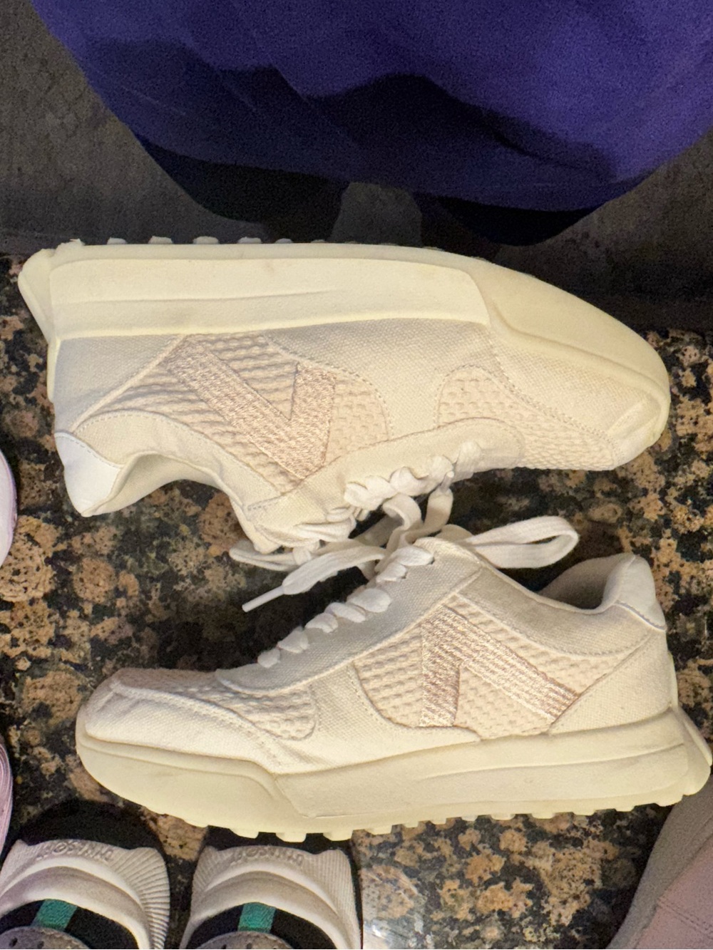 Mia Kids Cream Knit Platform Sneakers